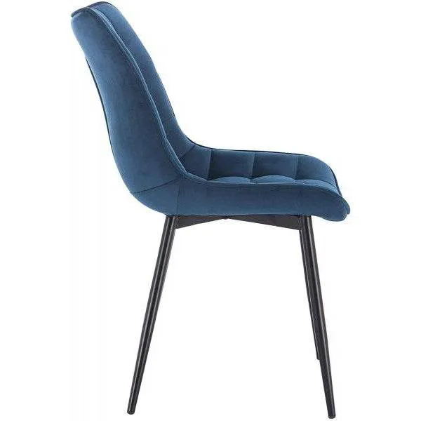 Set 2 sedie da cucina con schienale velluto gambe metallo Elif blu