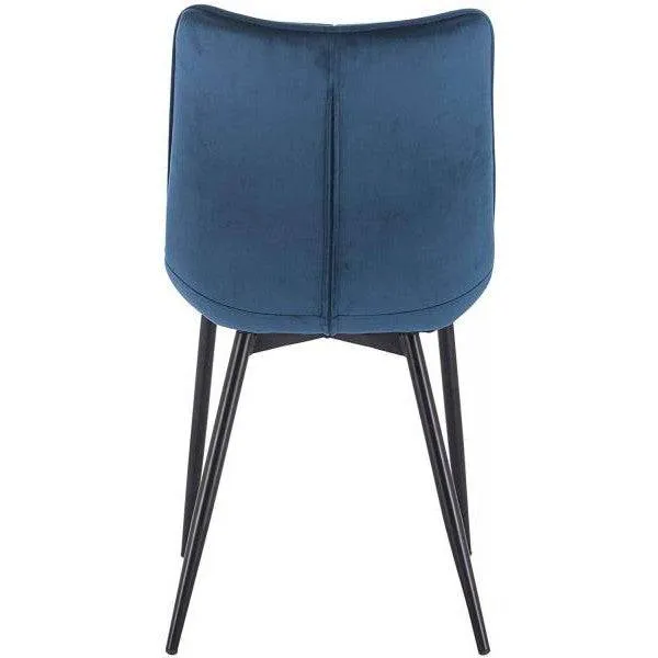 Set 2 sedie da cucina con schienale velluto gambe metallo Elif blu