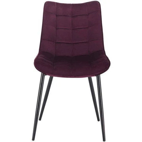 Set 2 sedie da cucina con schienale velluto gambe metallo Elif bordeaux