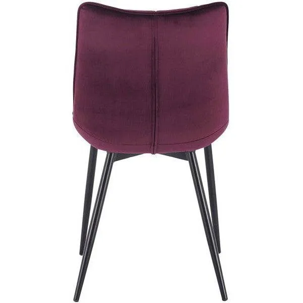 Set 2 sedie da cucina con schienale velluto gambe metallo Elif bordeaux