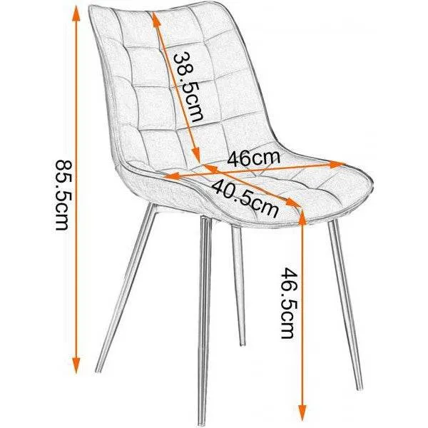 Set di 4 sedie da cucina con schienale velluto gambe metallo Elif turchese