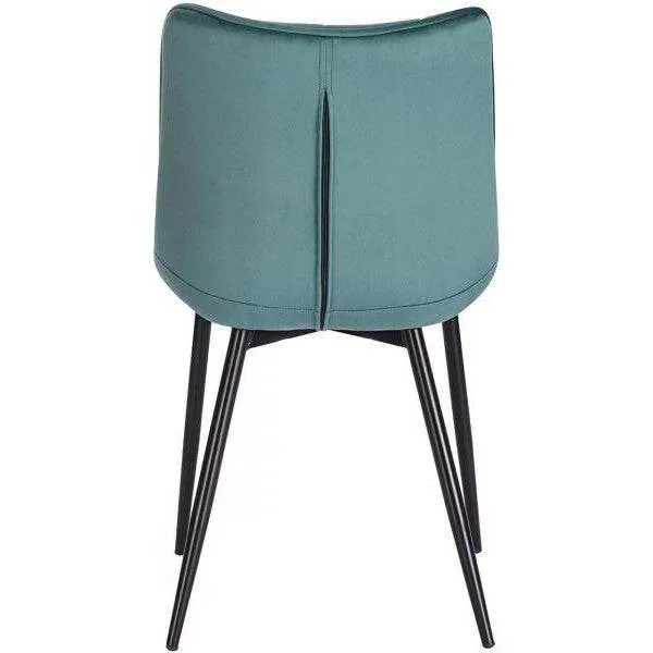 Set di 4 sedie da cucina con schienale velluto gambe metallo Elif turchese