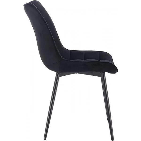 Set di 4 sedie da cucina con schienale velluto gambe metallo Elif nero
