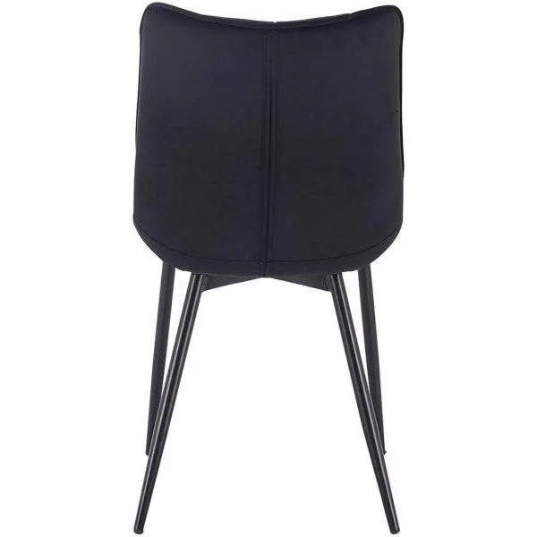 Set di 4 sedie da cucina con schienale velluto gambe metallo Elif nero