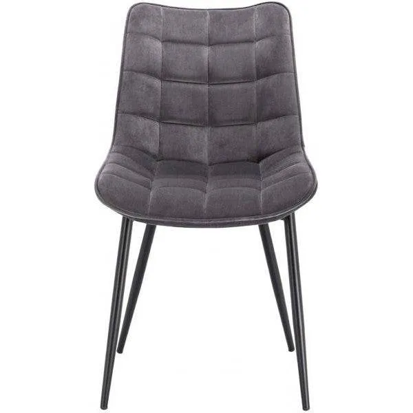 Set di 4 sedie da cucina con schienale velluto gambe metallo Elif grigio scuro