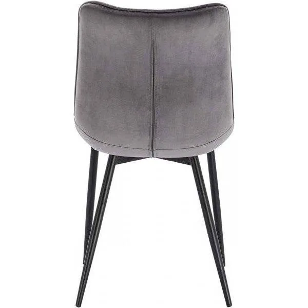 Set di 4 sedie da cucina con schienale velluto gambe metallo Elif grigio scuro