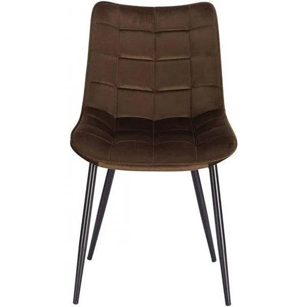 Set di 4 sedie da cucina con schienale velluto gambe metallo Elif marrone
