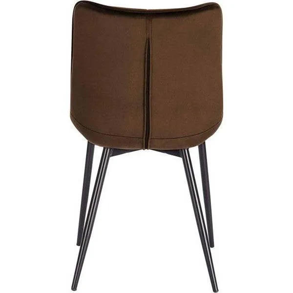 Set di 4 sedie da cucina con schienale velluto gambe metallo Elif marrone