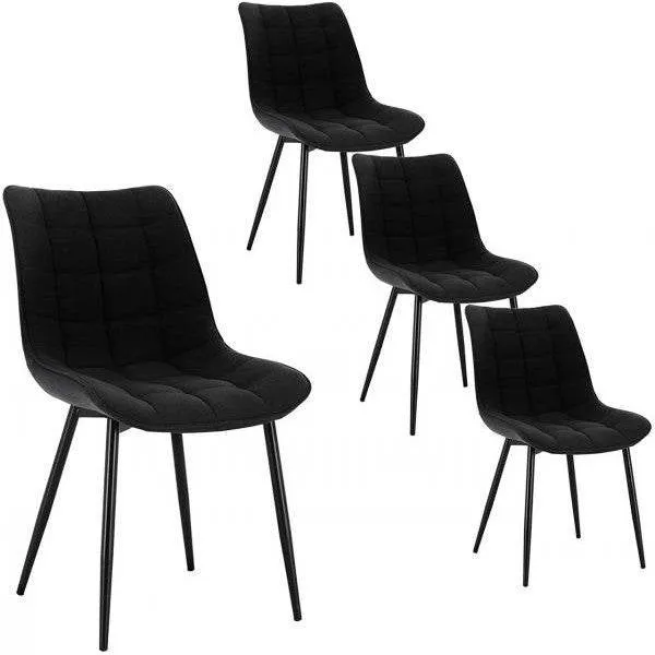Set di 4 sedie da cucina lino Elif nero