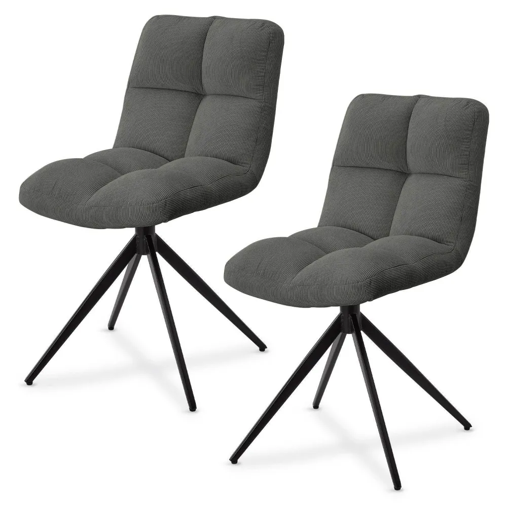 Set di 2 sedie girevoli Dallas Cord - grigio chiaro