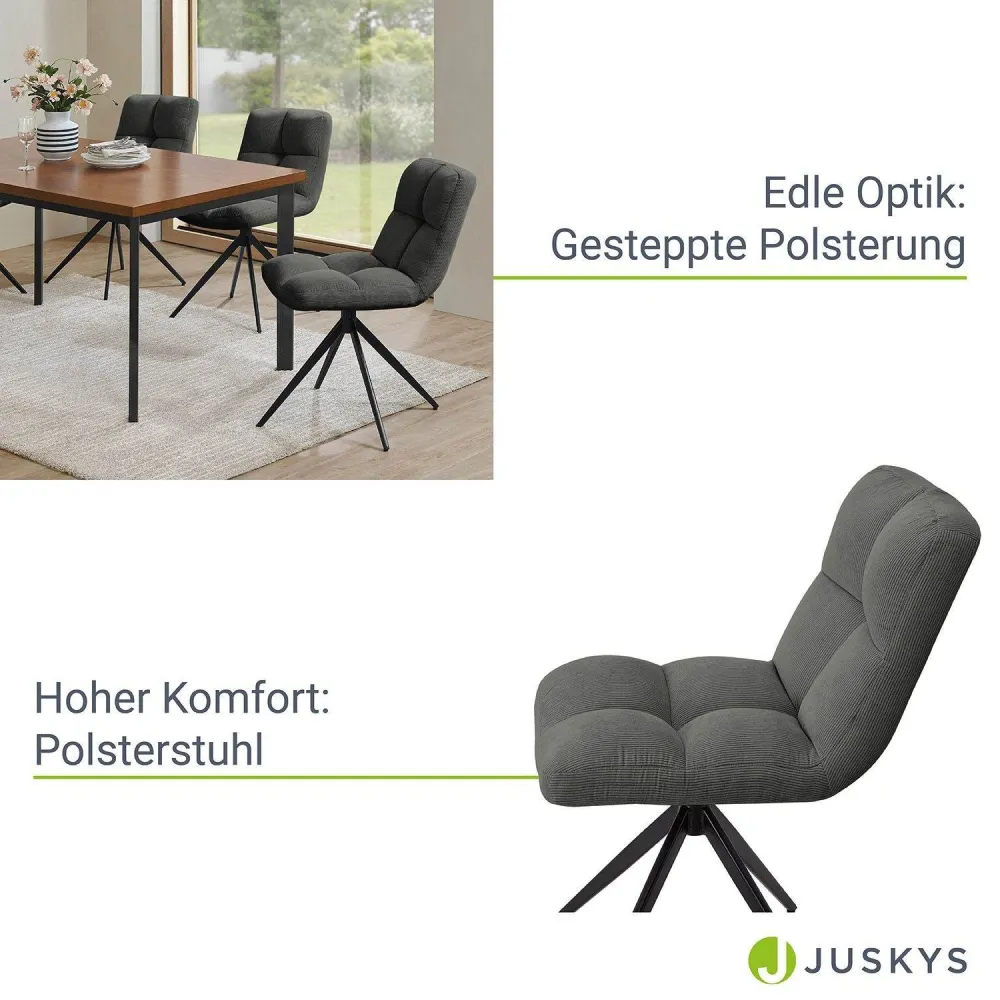 Set di 2 sedie girevoli Dallas Cord - grigio chiaro