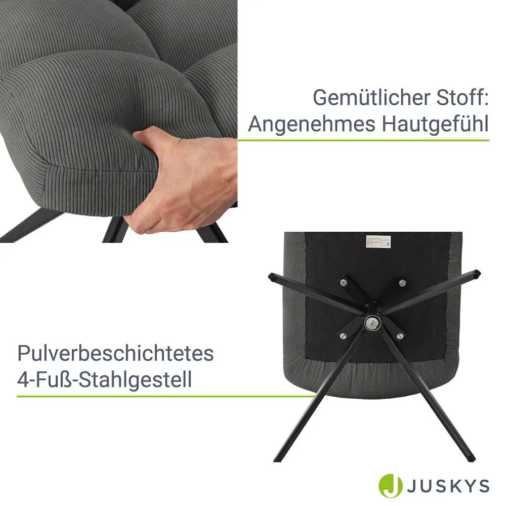Set di 2 sedie girevoli Dallas Cord - grigio chiaro