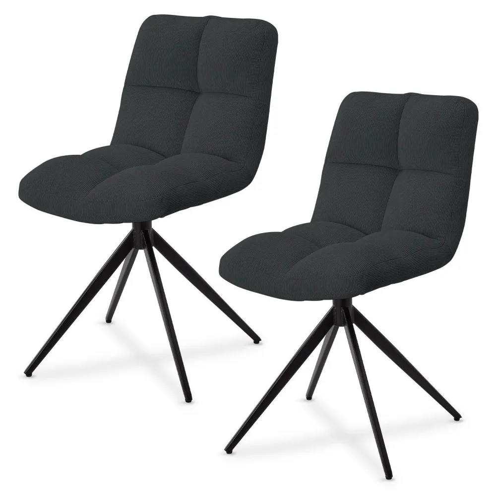 Set di 2 sedie girevoli Dallas Cord - grigio scuro