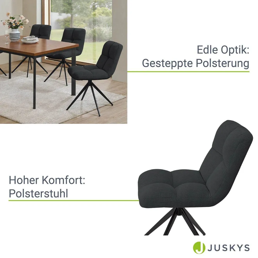 Set di 2 sedie girevoli Dallas Cord - grigio scuro