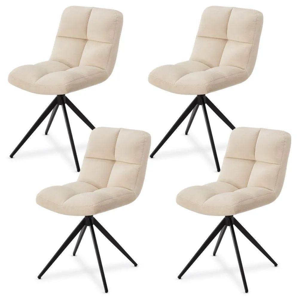 Set di 4 sedie girevoli Dallas, velluto beige
