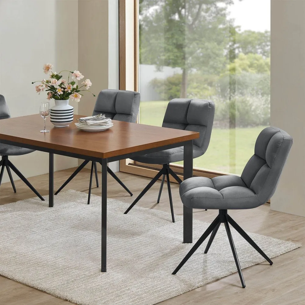 Set di 4 sedie girevoli Dallas velluto grigio scuro