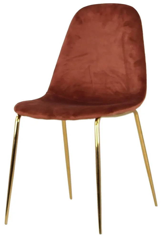 Set 4 Sedie Imbottite 44x55x86 cm Velluto Bronzo e Oro