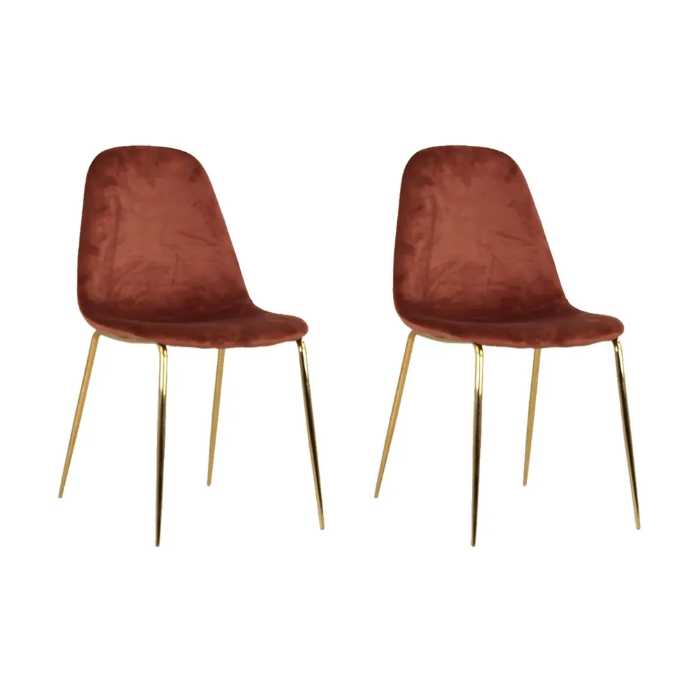 Set 4 Sedie Imbottite 44x55x86 cm Velluto Bronzo e Oro