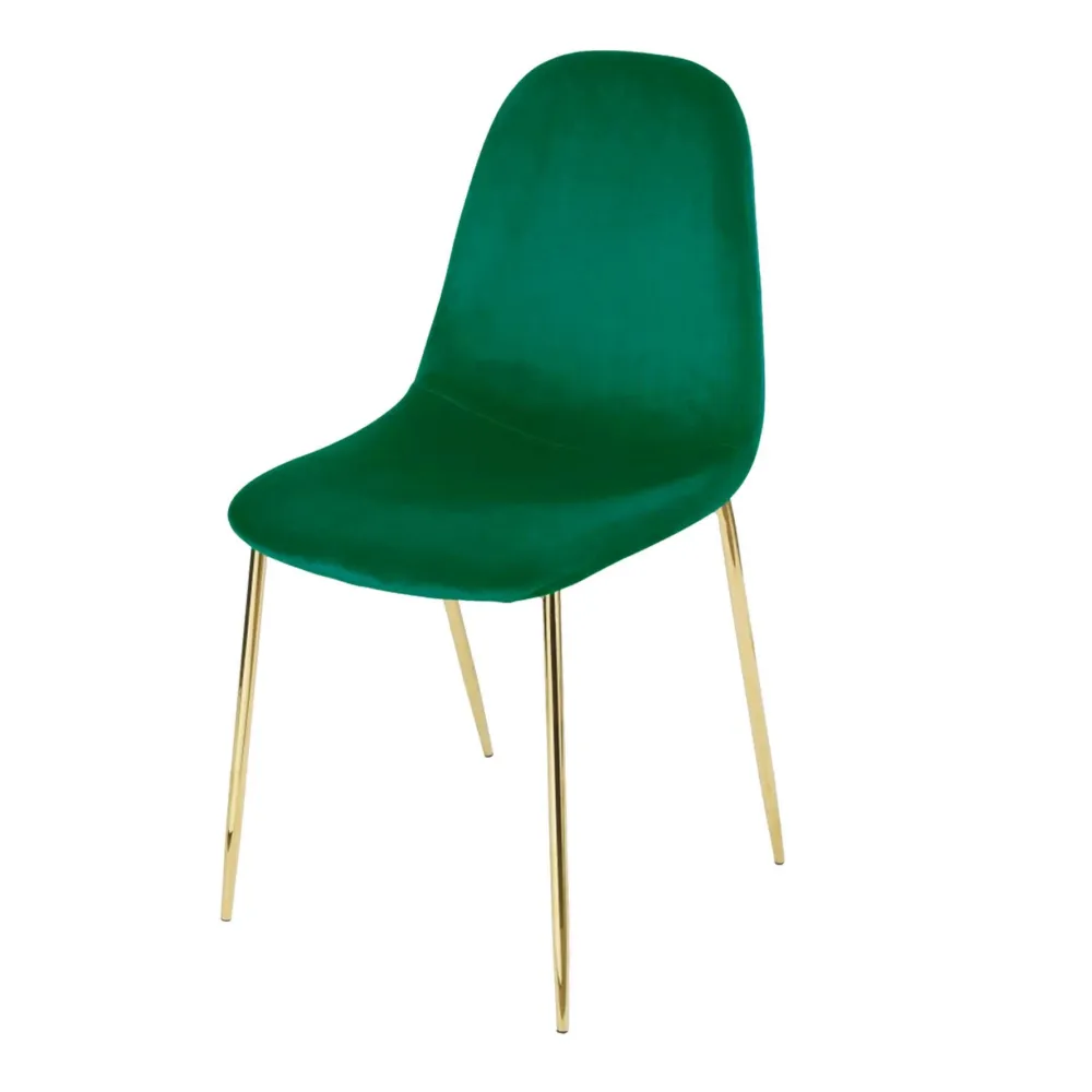 Set 4 Sedie Imbottite 44x55x86 cm Velluto Verde e Oro