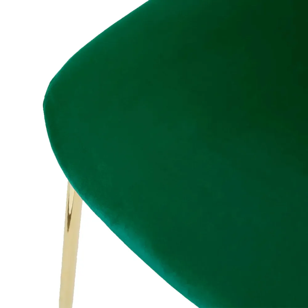 Set 4 Sedie Imbottite 44x55x86 cm Velluto Verde e Oro