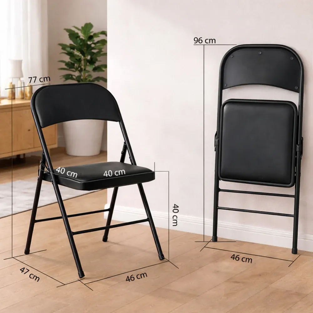 Set 4 Sedie Nere Metallo e Seduta Ecopelle Imbottita Sedia Ergonomica