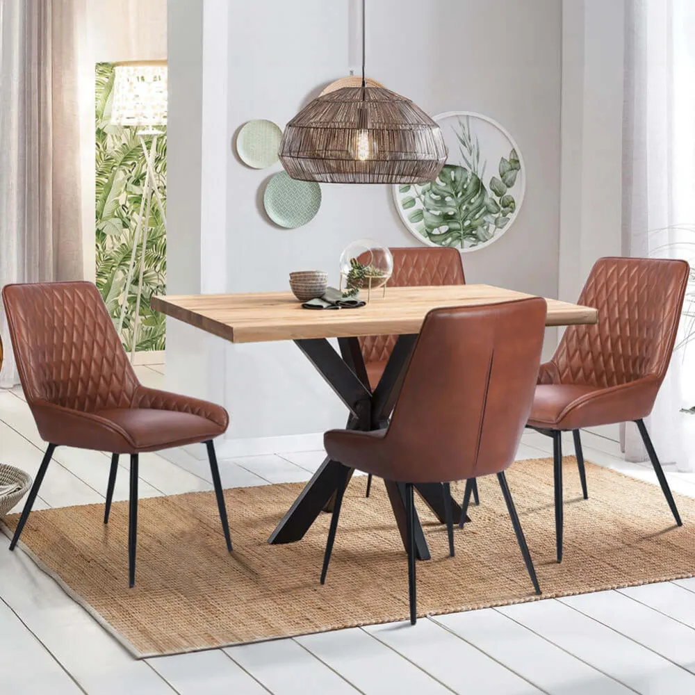 Set 2 Sedie per Sala da Pranzo Ecopelle Marrone Poltrone Ufficio Ergonomica