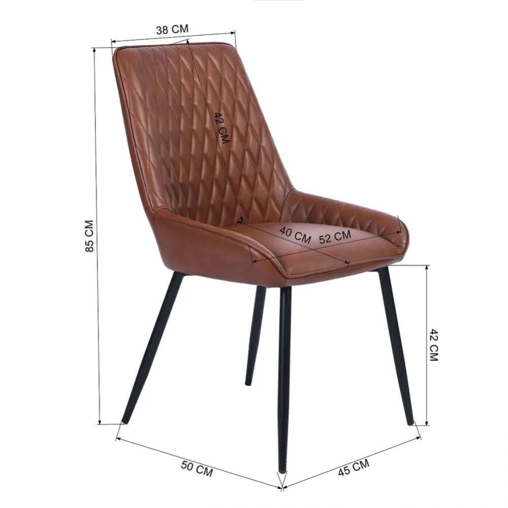 Set 2 Sedie per Sala da Pranzo Ecopelle Marrone Poltrone Ufficio Ergonomica