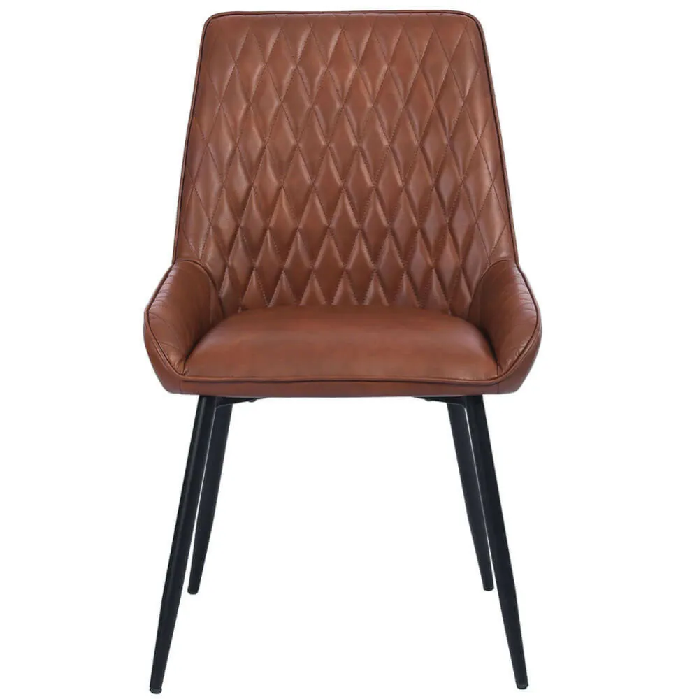 Set 2 Sedie per Sala da Pranzo Ecopelle Marrone Poltrone Ufficio Ergonomica