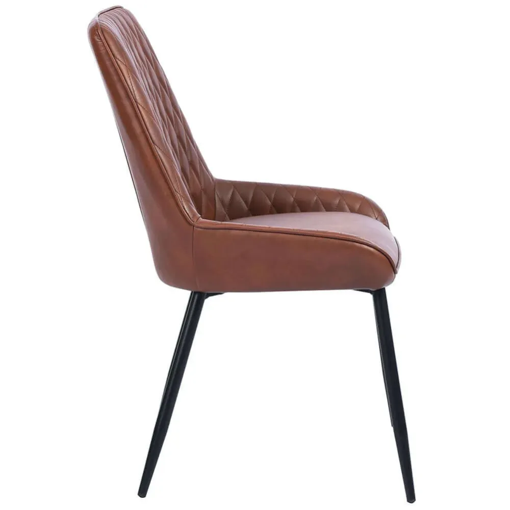 Set 2 Sedie per Sala da Pranzo Ecopelle Marrone Poltrone Ufficio Ergonomica