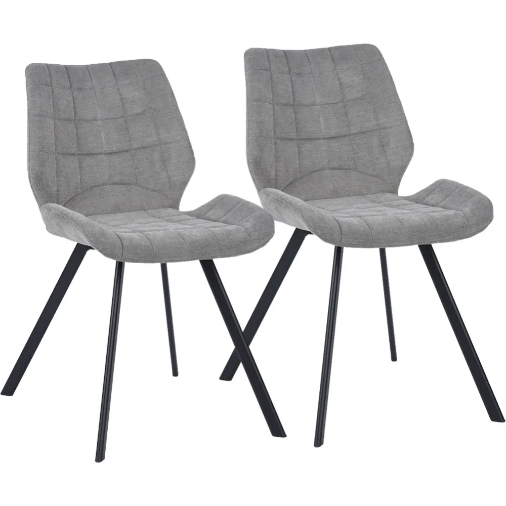 Set 2 Sedie per Sala da Pranzo Tessuto Seduta Ergonomica Colore Grigio
