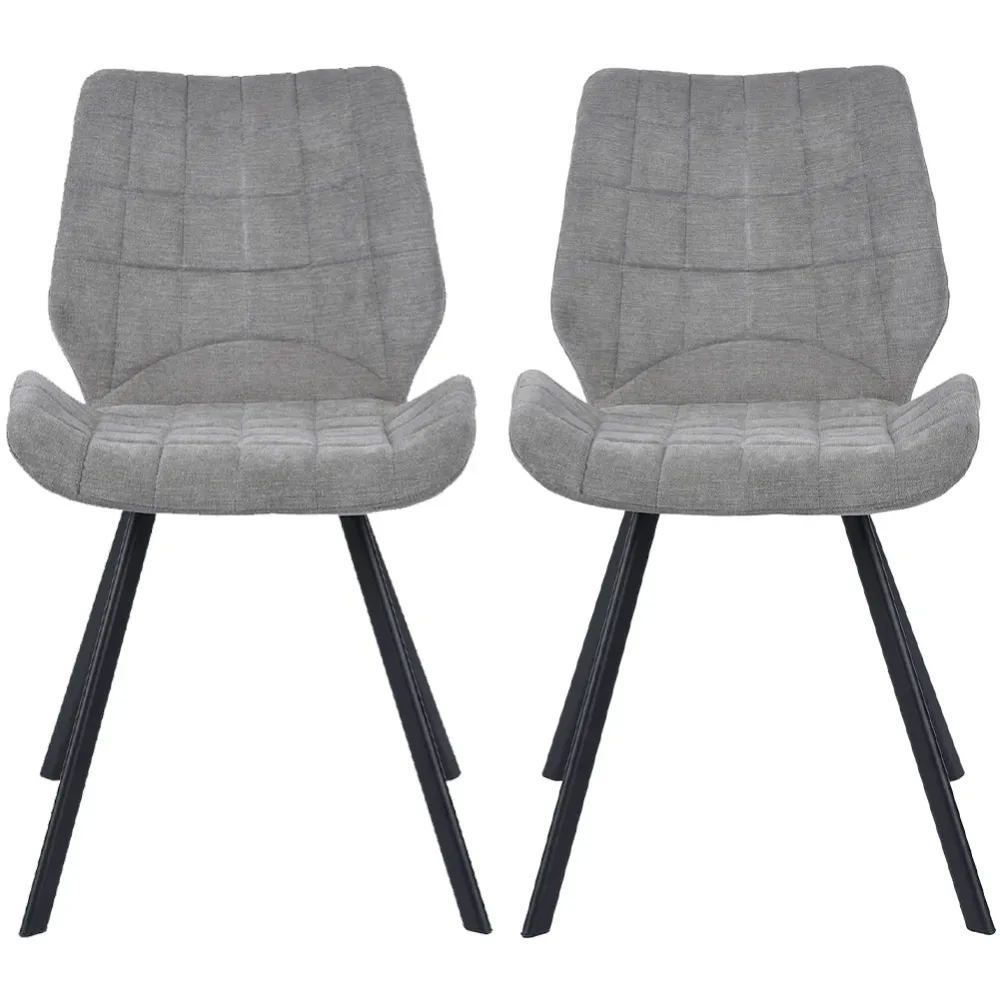 Set 2 Sedie per Sala da Pranzo Tessuto Seduta Ergonomica Colore Grigio