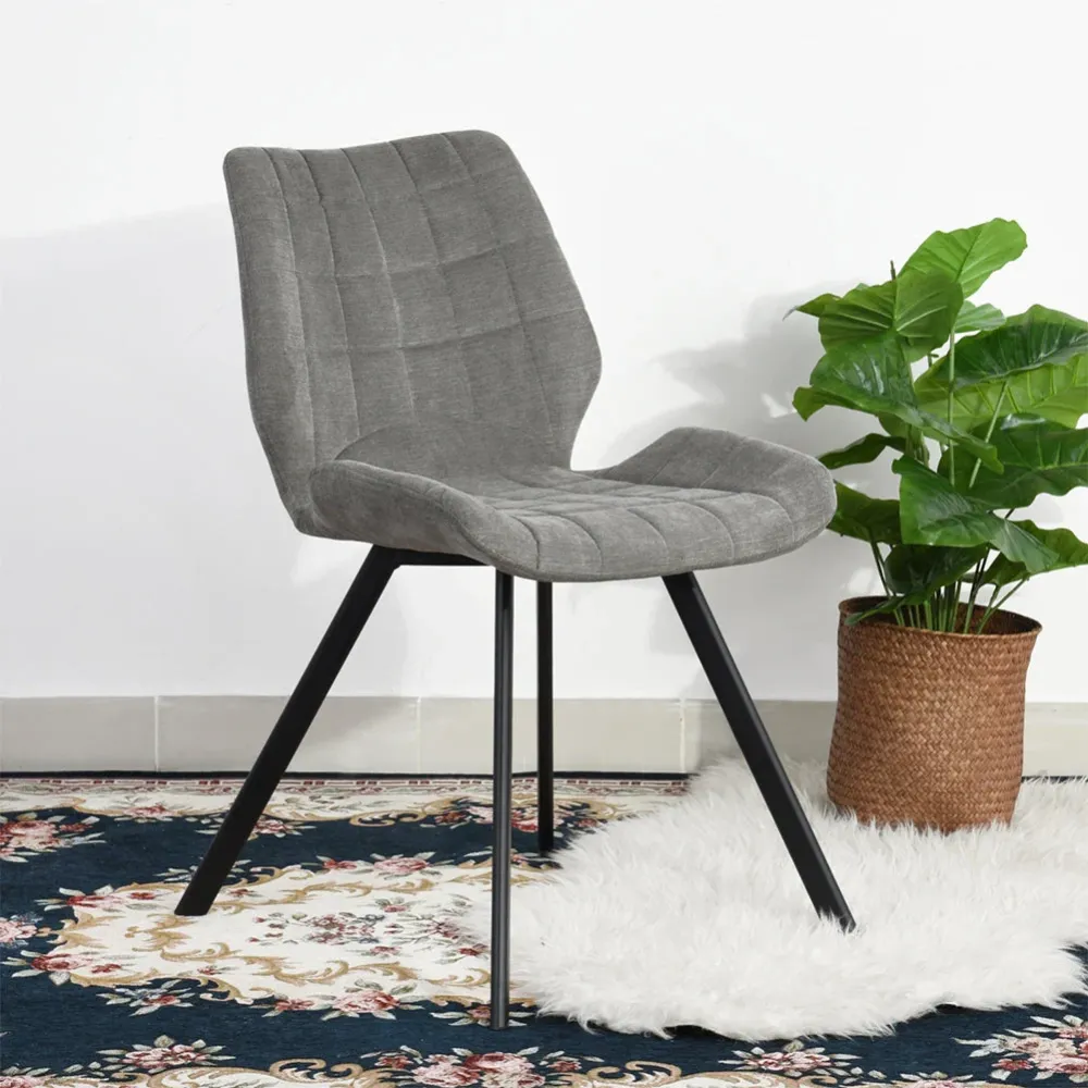 Set 2 Sedie per Sala da Pranzo Tessuto Seduta Ergonomica Colore Grigio