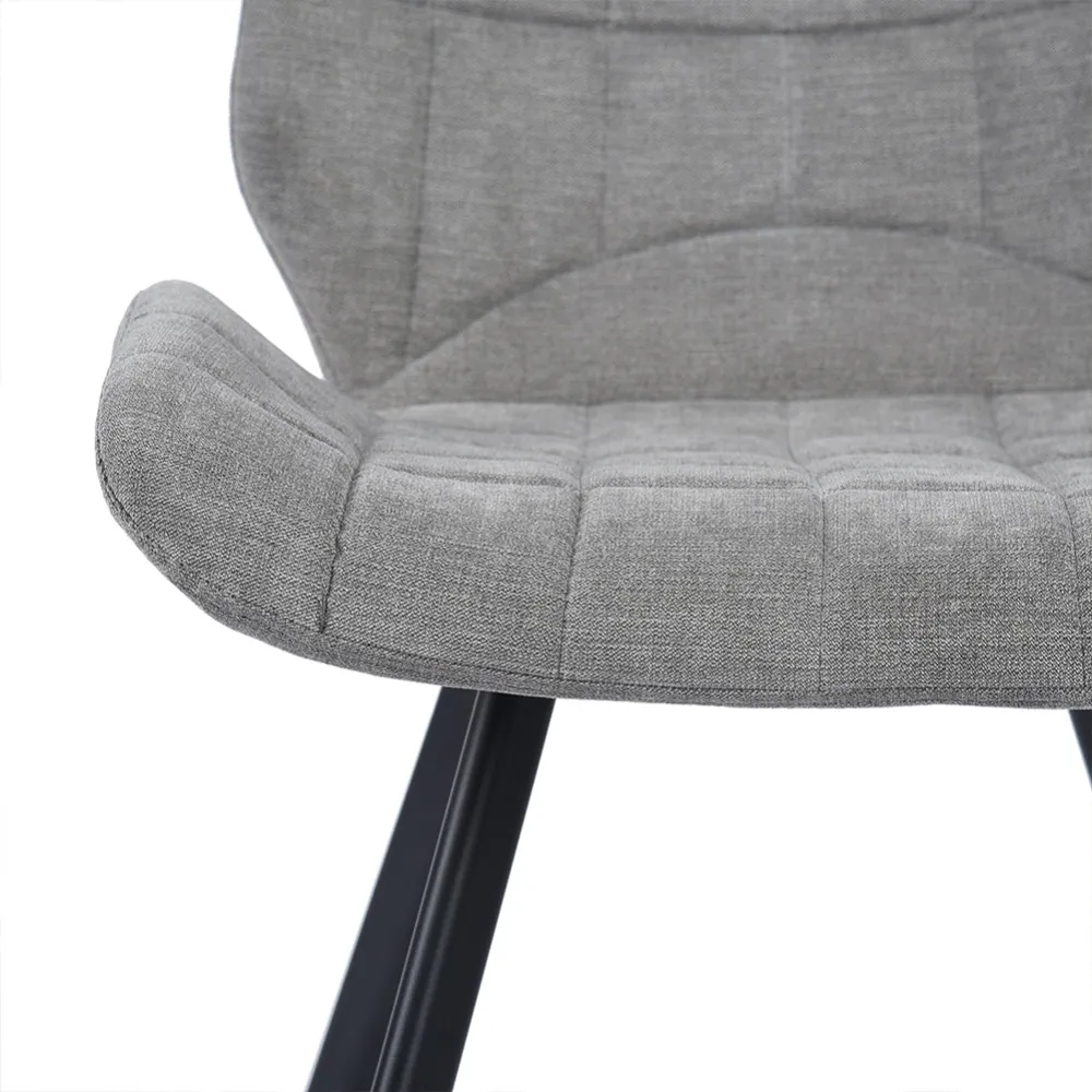 Set 2 Sedie per Sala da Pranzo Tessuto Seduta Ergonomica Colore Grigio