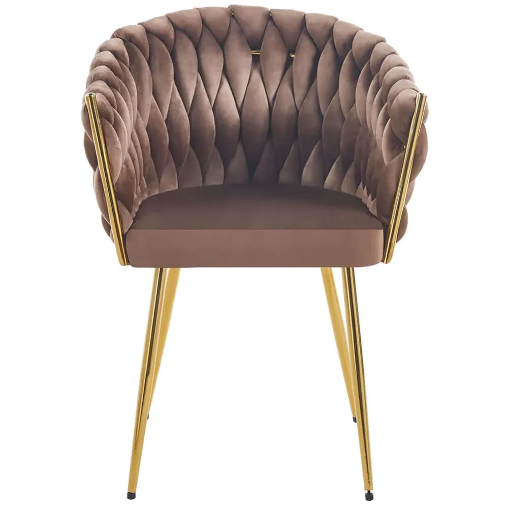 Set 2 Sedie per Sala da Pranzo e Ufficio Velluto Marrone Sedia Ergonomica