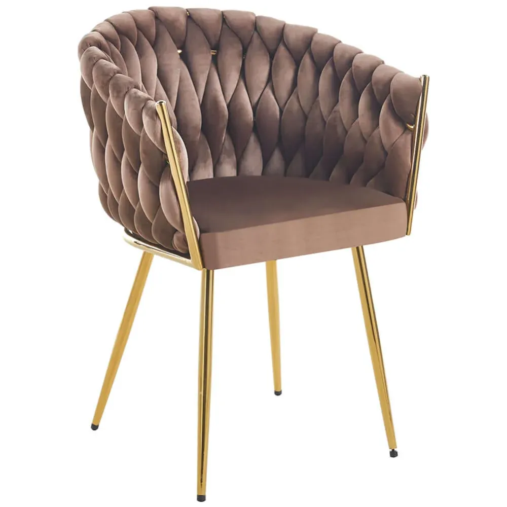 Set 2 Sedie per Sala da Pranzo e Ufficio Velluto Marrone Sedia Ergonomica