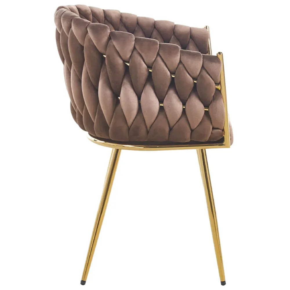 Set 2 Sedie per Sala da Pranzo e Ufficio Velluto Marrone Sedia Ergonomica