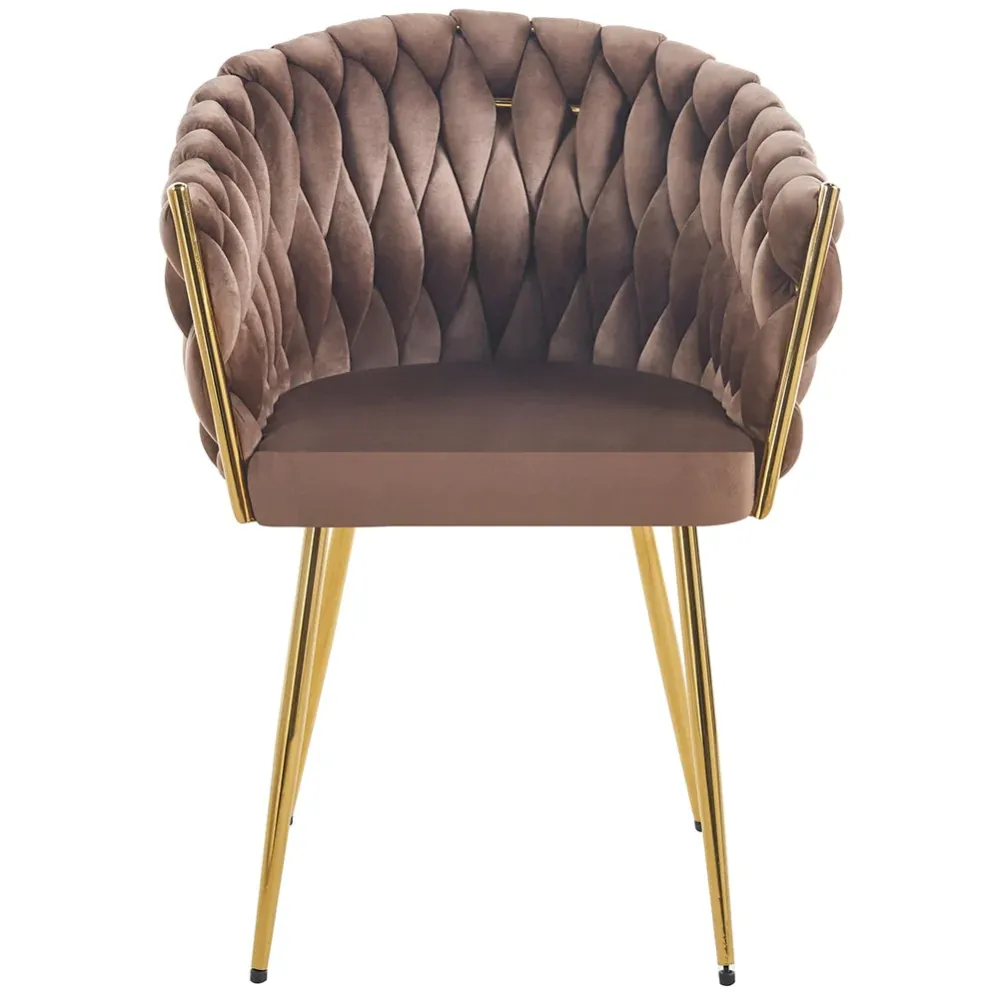 Set 2 Sedie per Sala da Pranzo e Ufficio Velluto Marrone Sedia Ergonomica