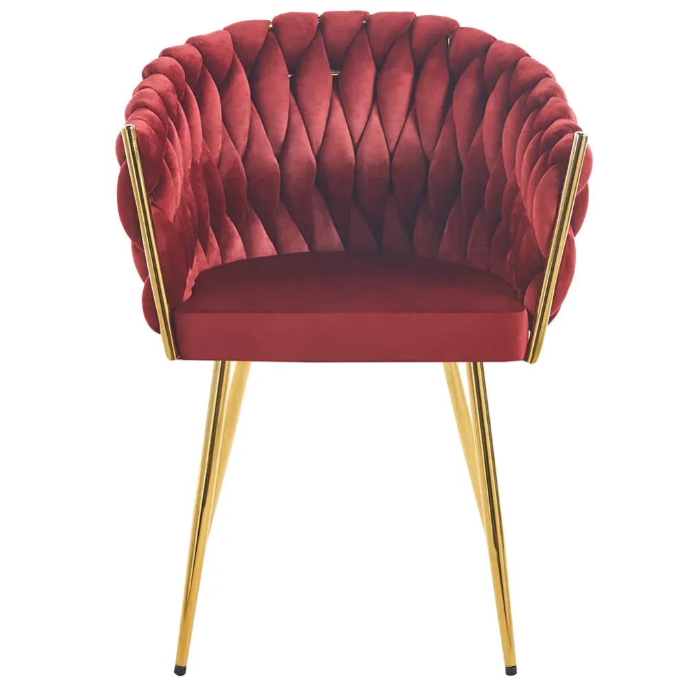 Set 2 Sedie per Sala da Pranzo e Ufficio Velluto Rosso Scuro Sedia Ergonomica