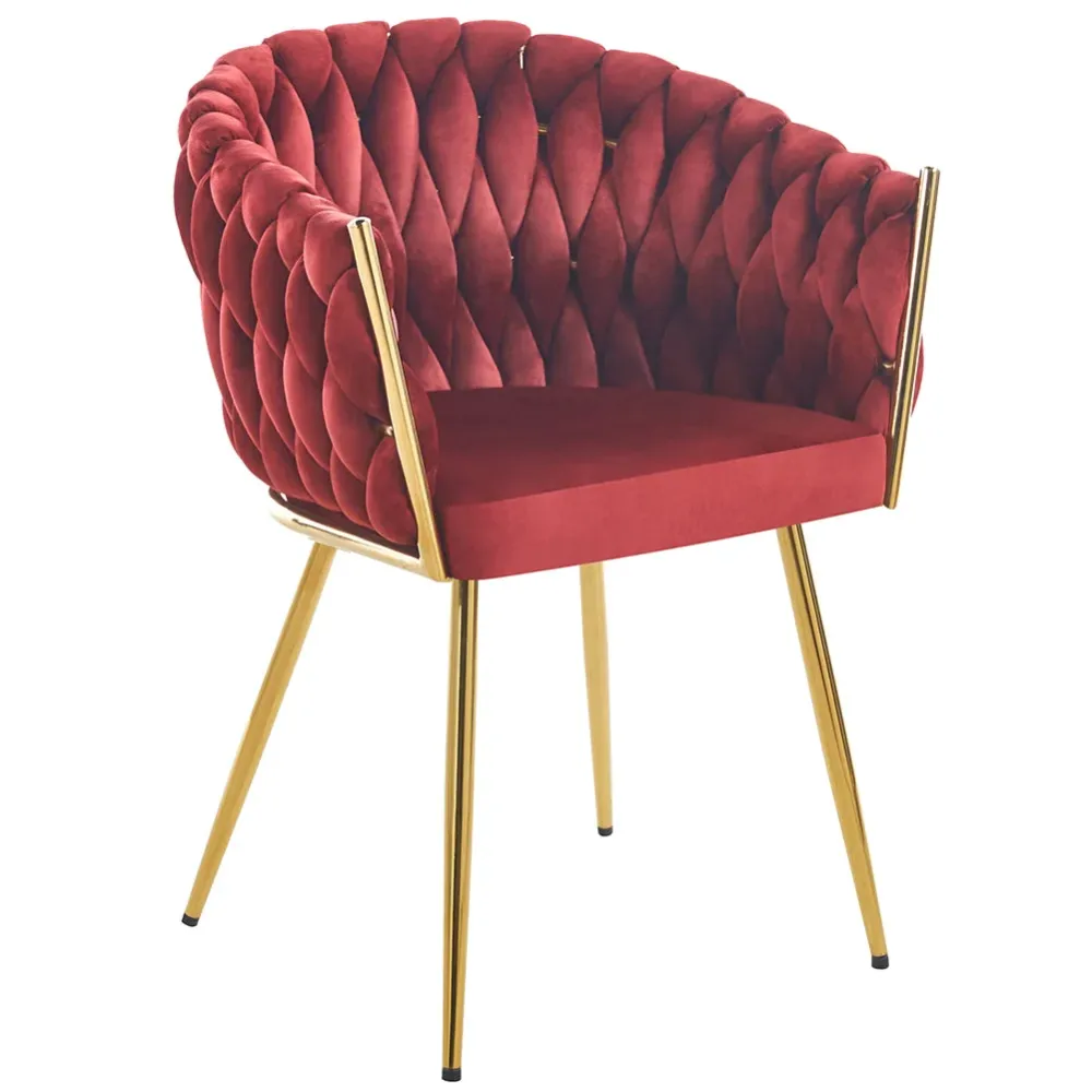 Set 2 Sedie per Sala da Pranzo e Ufficio Velluto Rosso Scuro Sedia Ergonomica