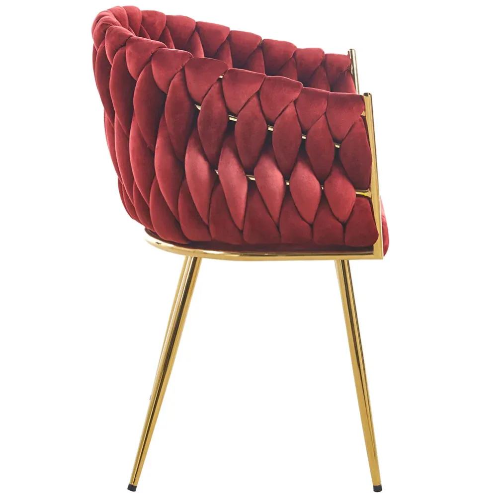 Set 2 Sedie per Sala da Pranzo e Ufficio Velluto Rosso Scuro Sedia Ergonomica
