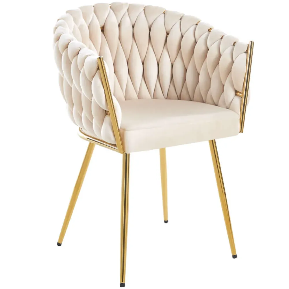 Set 2 Sedie per Sala da Pranzo e Ufficio Velluto Beige Sedia Ergonomica
