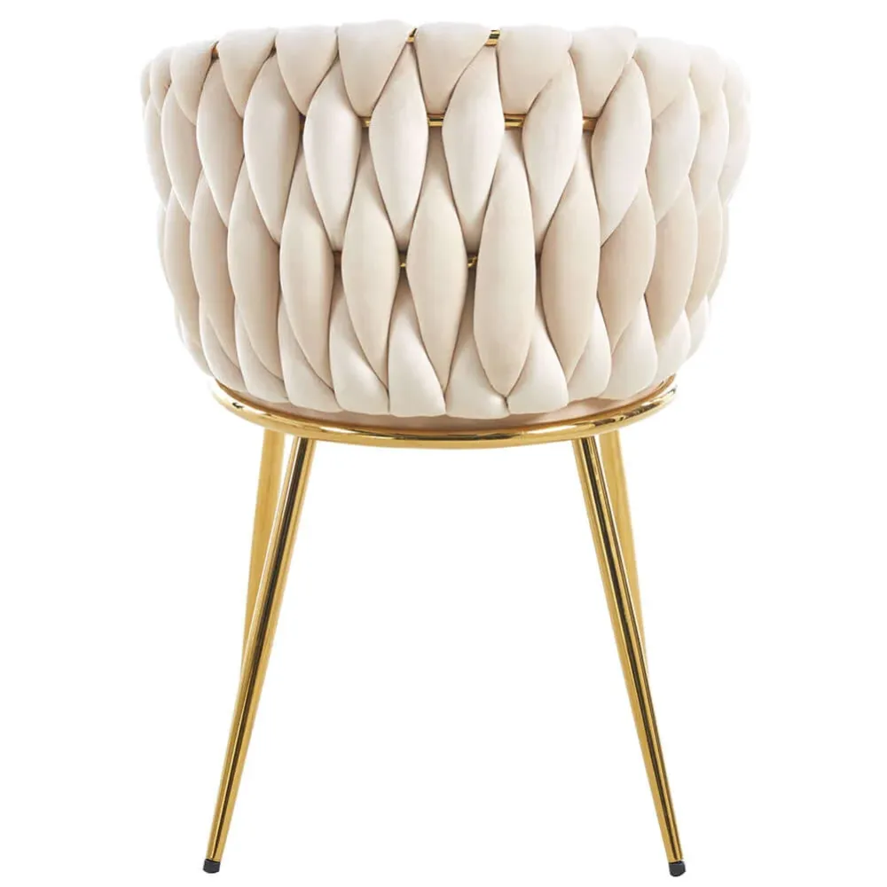 Set 2 Sedie per Sala da Pranzo e Ufficio Velluto Beige Sedia Ergonomica