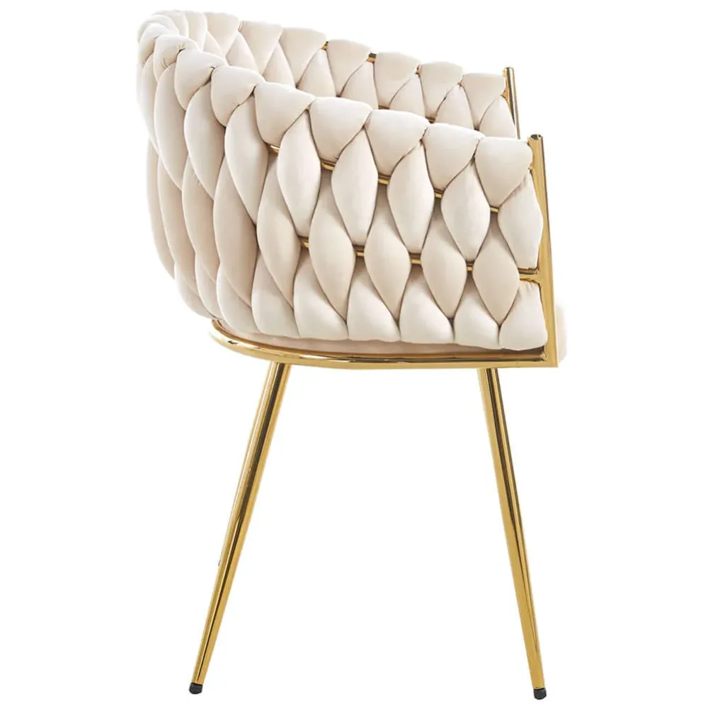 Set 2 Sedie per Sala da Pranzo e Ufficio Velluto Beige Sedia Ergonomica