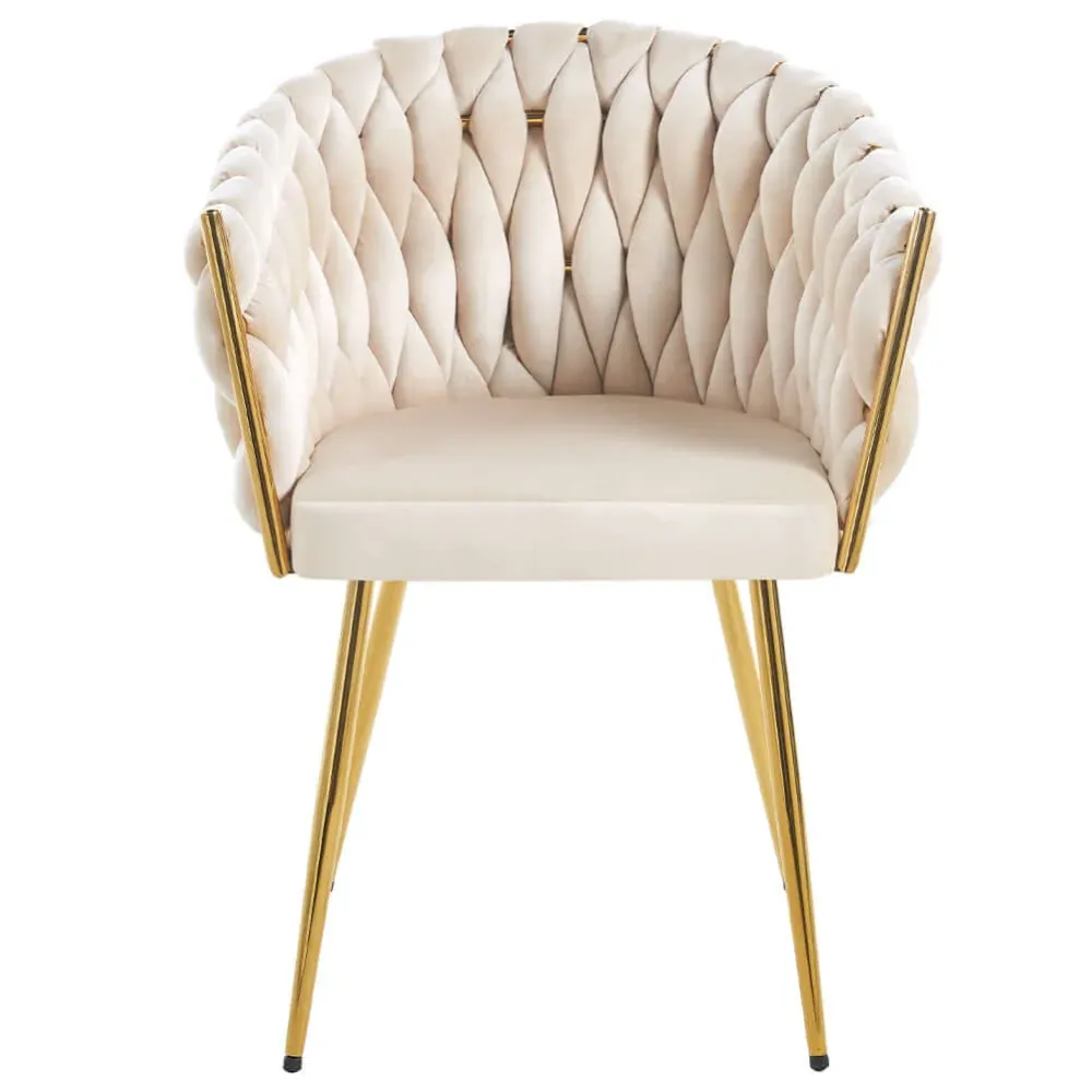 Set 2 Sedie per Sala da Pranzo e Ufficio Velluto Beige Sedia Ergonomica