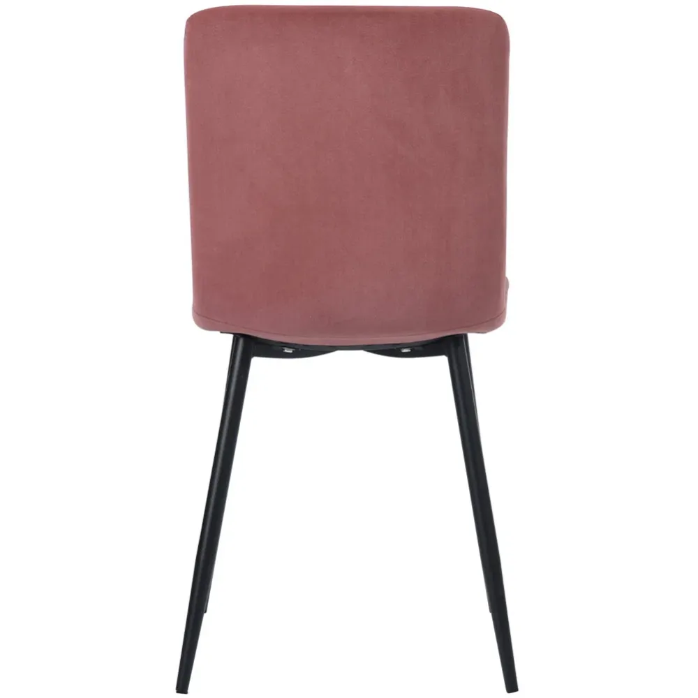 Set 4 Sedie per Sala da Pranzo Velluto Rosa con Gambe Nere Seduta Ergonomica