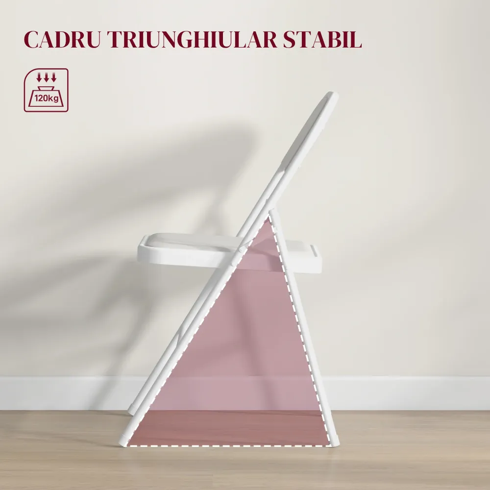 Set 2 Sedie Pieghevoli 45x46x78 cm Imbottite Finta Pelle PU e Metallo Bianco