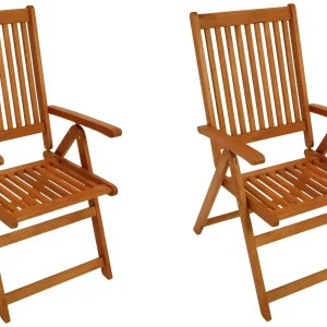 Set di 2 sedie pieghevoli LAGO, eucalipto oliato, certificato FSC®