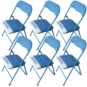 Set 6 Sedie Pieghevoli Metallo Soriani Azzurre