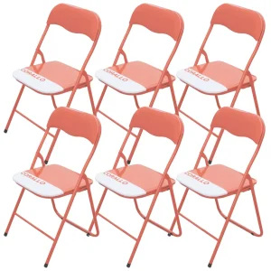 Set 6 Sedie Pieghevoli Metallo Soriani Corallo