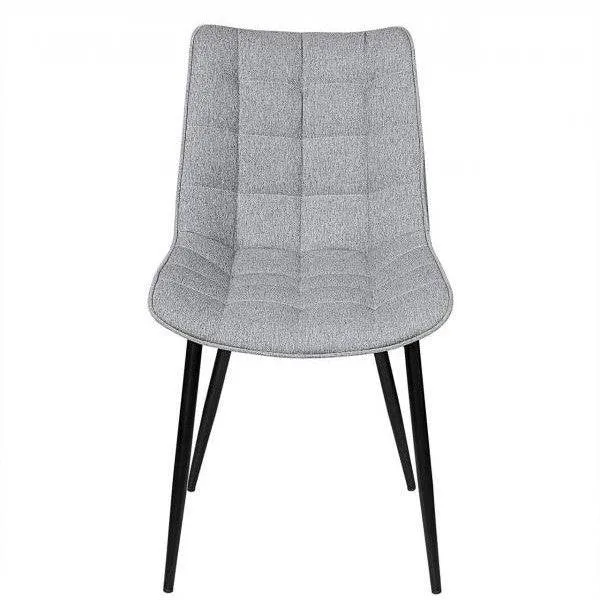 Set di 4 sedie da pranzo con schienale, seduta lino, gambe metallo grigio chiaro
